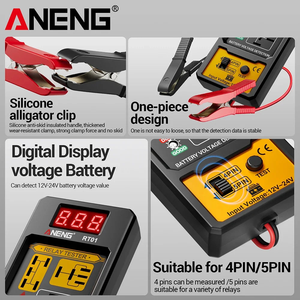 ANENG RT01 11-25V Relay Detector Digital Universal 4 5 Pins Car