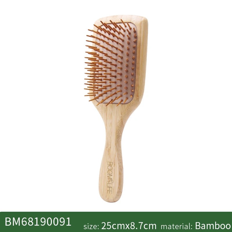Bamboo Hair Brush Women Styling Detangling Wide Teeth Wood Comb for Hair Massage Scalp Anti-static Hair Combs Curly Girl Method Zpaxo Paddle Hair Brush China Mainland