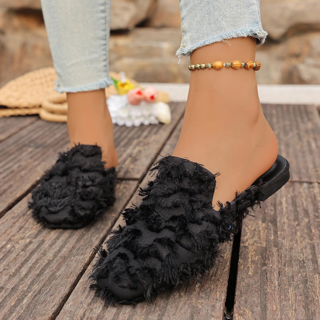 2025 Women Slippers Square Toe Designer Outdoor Lightweight Slingback Zpaxo