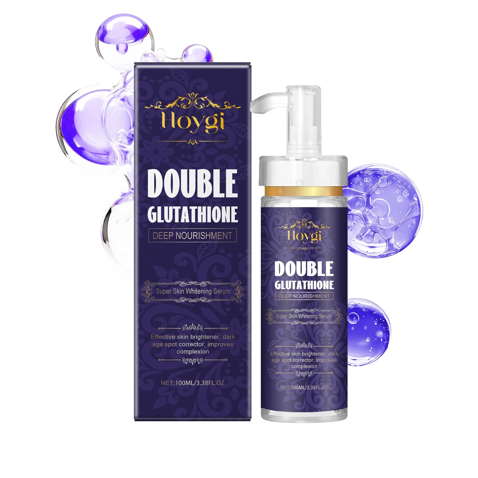 Double Glutathione Serum Lightens Dark Spots Even Skin Tone Skin Radiant Moisturizing Hydrating Smoothing Brighten Skin Care Zpaxo 100ml Boxed