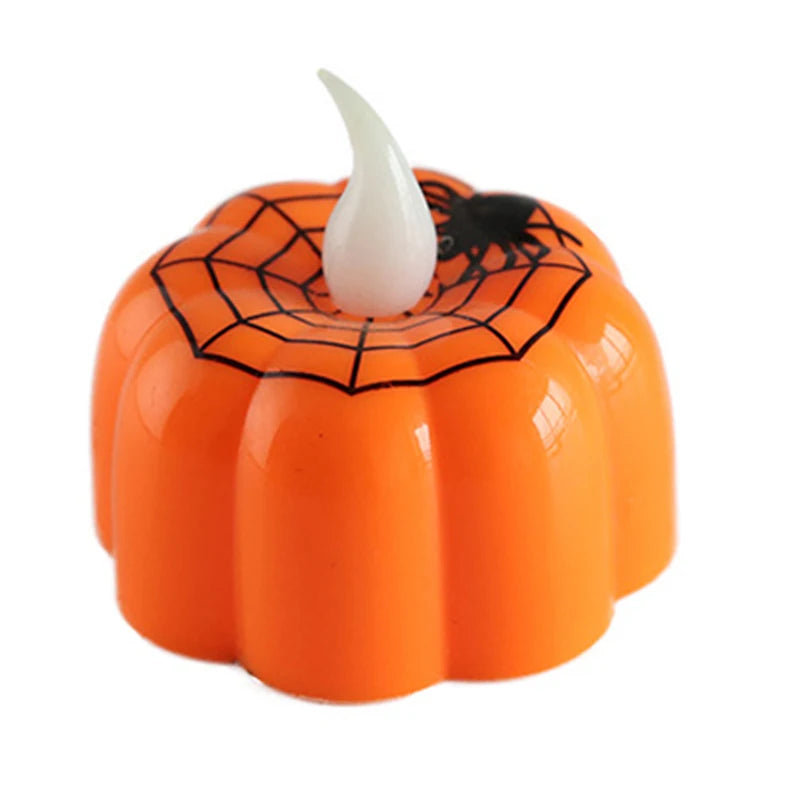 Halloween Pumpkin LED Candle Holder Indoor Outdoor Spooky Glow Zpaxo Spider Web 40PCS