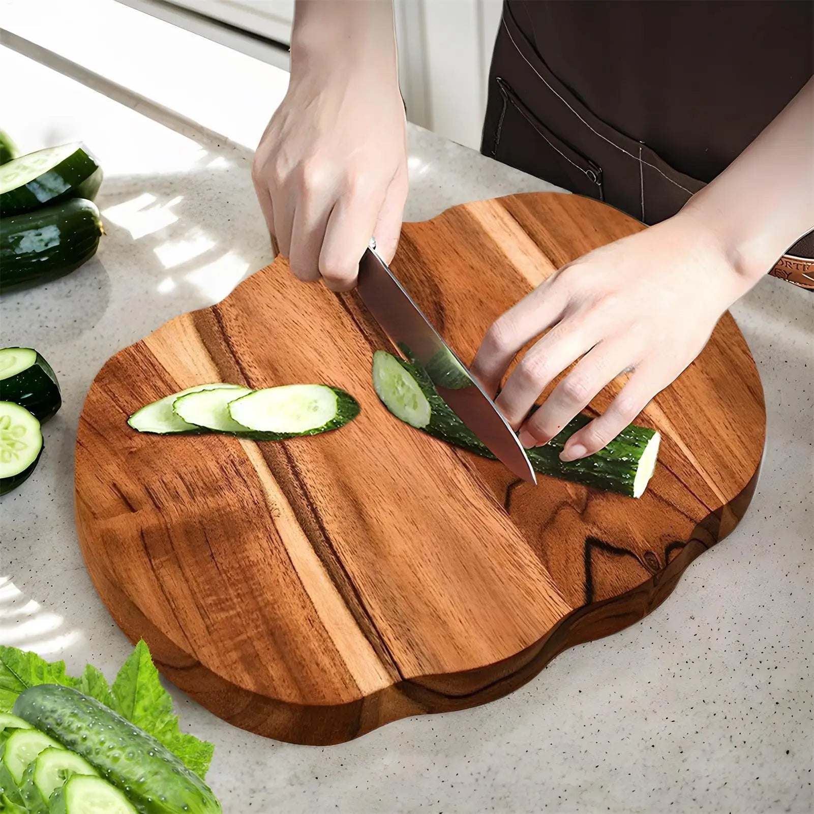 Kitchen Cutting Board Halloween Wooden Serving Platter Pumpkin Shaped Kitchen Wood Cutting Board With Handle for Chopping Meat Zpaxo