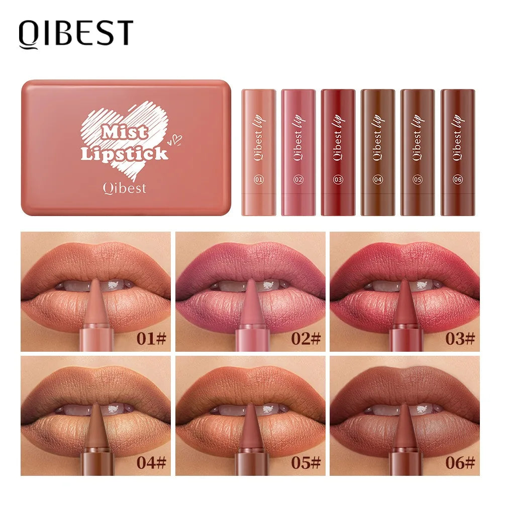 QIBEST Lasting Matte Lipstick Pencil Twist-up Velvet Lip Stick Pen