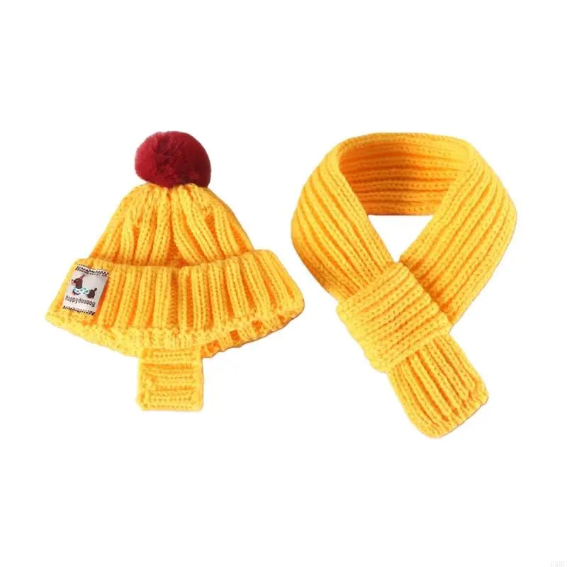 Knitted Dog Winter Hat Scarf Pet Year Warm Cap Costumes Accessories Zpaxo Yellow S China Mainland