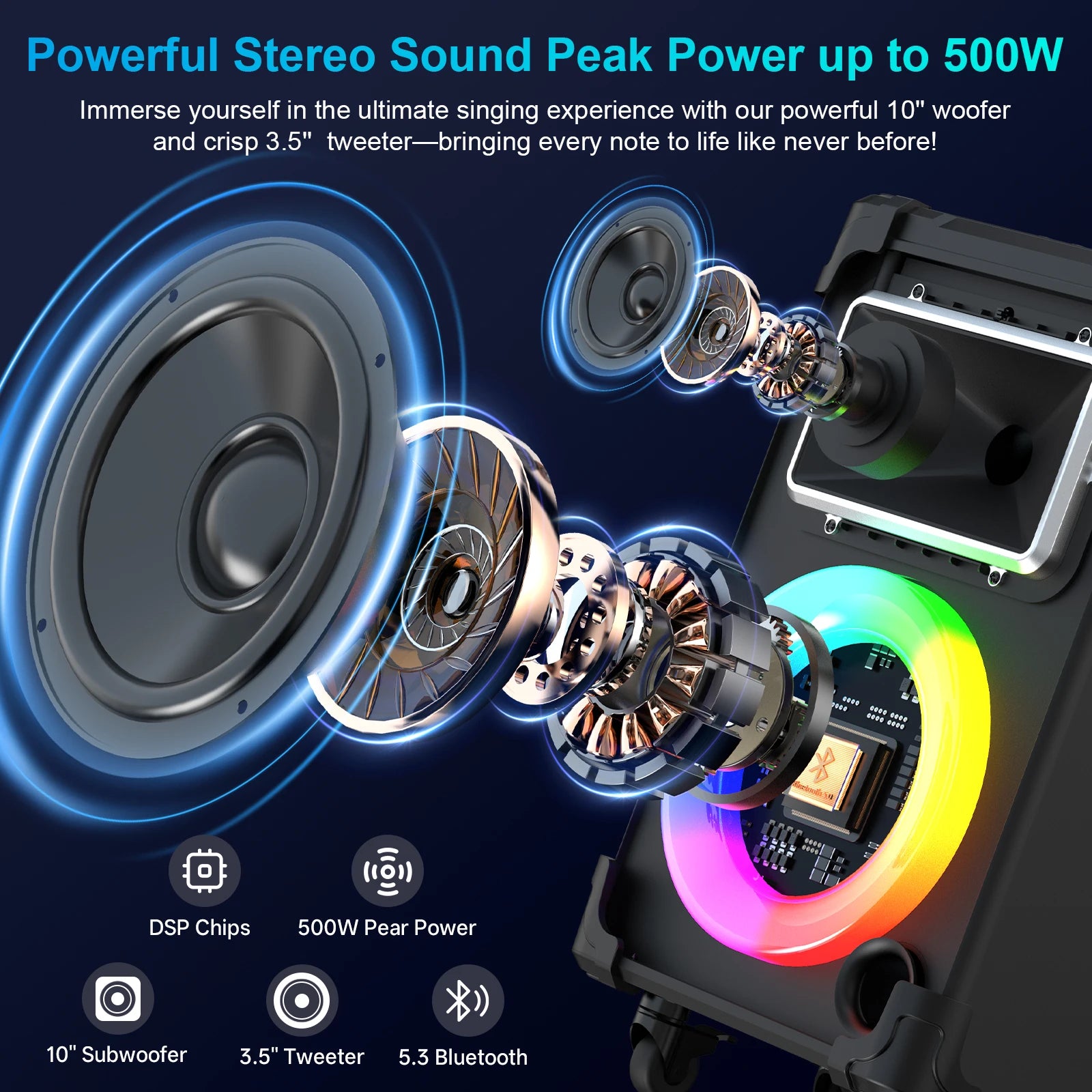 An20 Karaoke Machine About Bass Speaker Large Bluetooth Party Lights