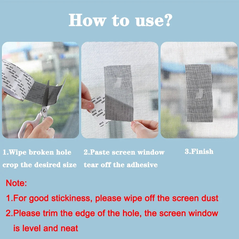 Mosquito Net Windows anti-mosquito mesh Easy-to-Apply Waterproof Window Screen Repair Tape Self-Adhesive Mesh Patch Zpaxo