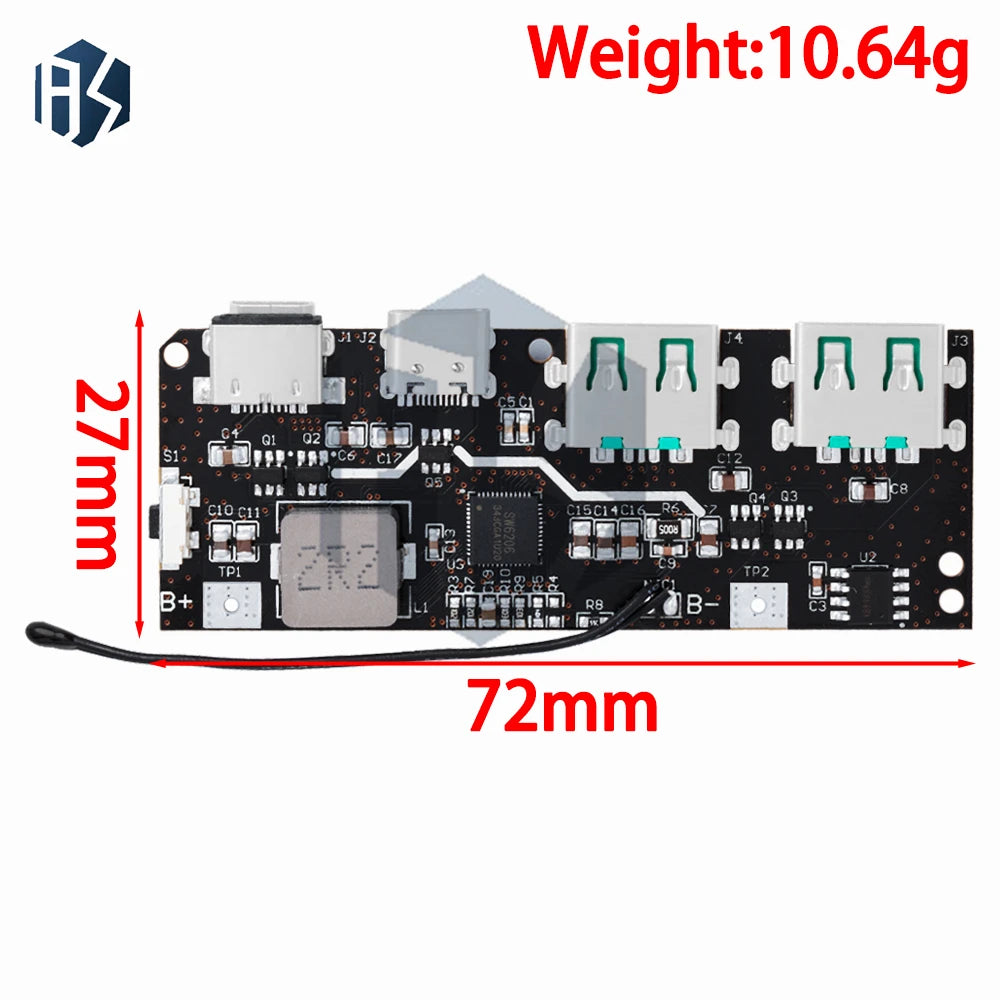22 5W QC4 0 QC3 Fast Charge 18650 Power Bank Module Dual Type-c Micro Zpaxo