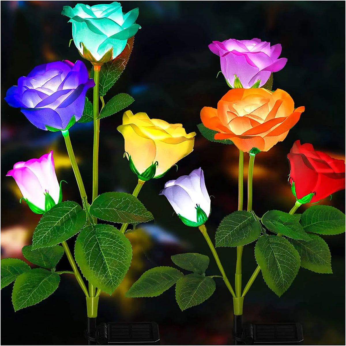 Solar Garden Lights Outdoor Color Changing Rose Light for Yard Christmas Decoration Enlarged Solar Panel Realistic Flower Lamp Zpaxo