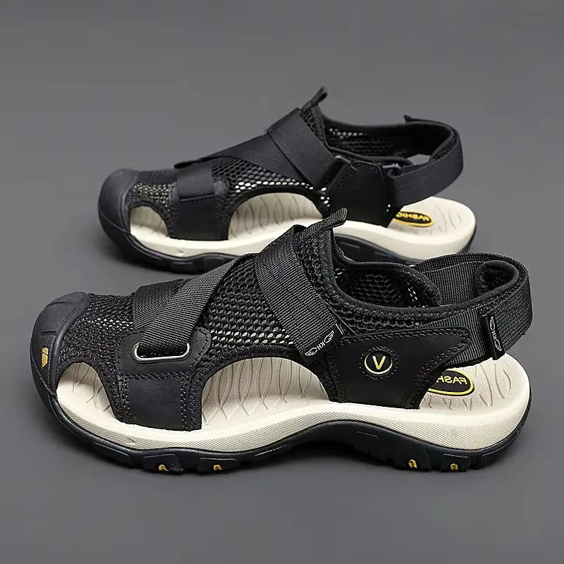Summer Men Sandals Leather Mens Casual Shoes Outdoor Beach Roman Zpaxo