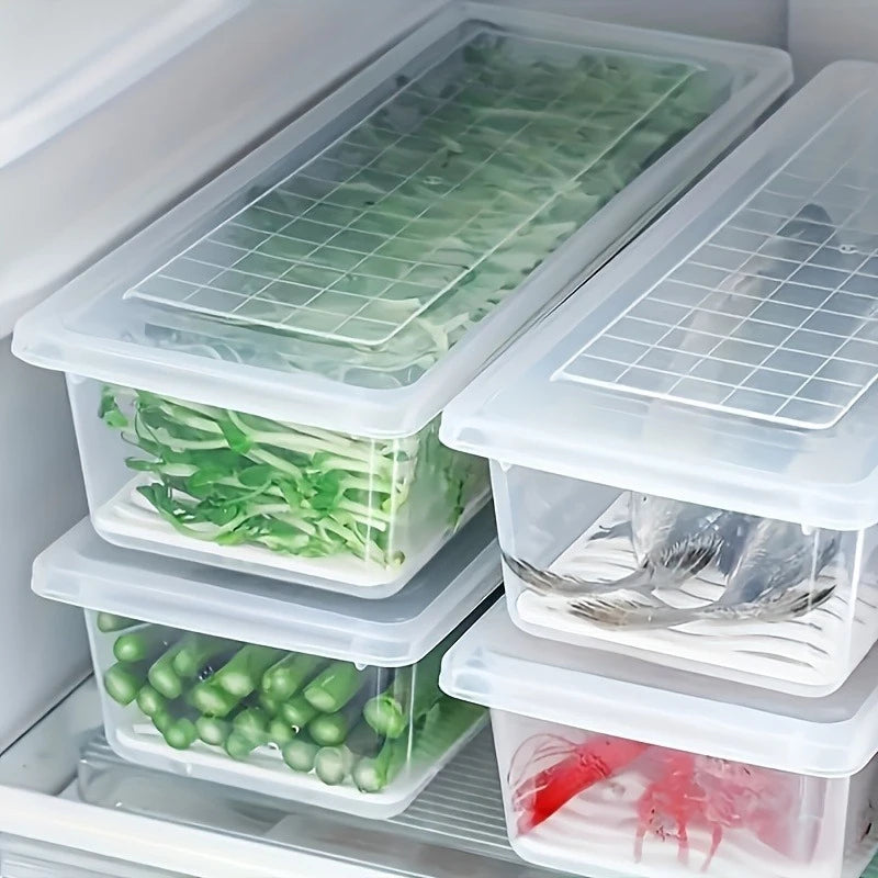 2 Lids Boxes Stackable Food Storage Containers Drain Tray Airtight