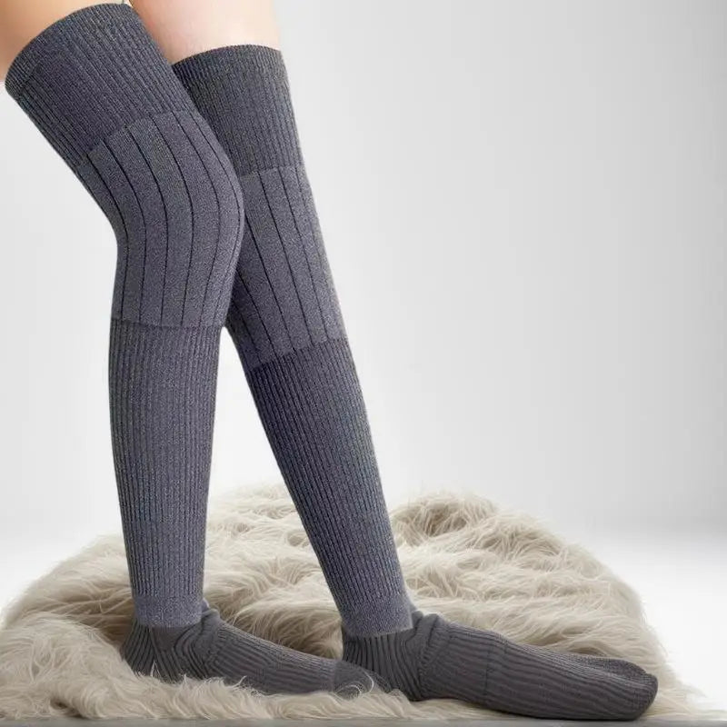 High-grade Wool Cashmere Knee Pads Leg Warmers Pair Grey Black Zpaxo