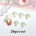 20pcs 3D Cartoon Small Mushroom Nail Charms Sweet Cute Mini Resin Nail Art Decorations DIY Manicure Hairpin Tools Accessorie Zpaxo Blue-20pcs