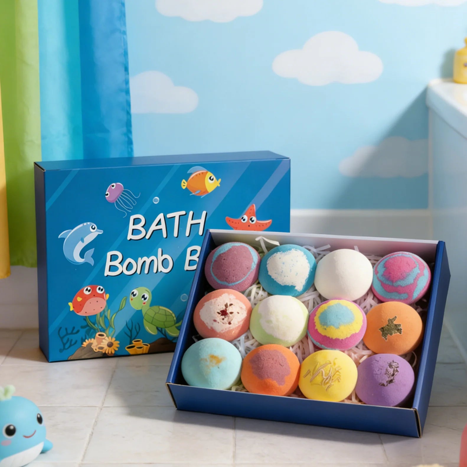 Kids Bath Bombs with Hidden Surprise Toys – 12-Pack Gift Set Kids Bath Bombs Zpaxo