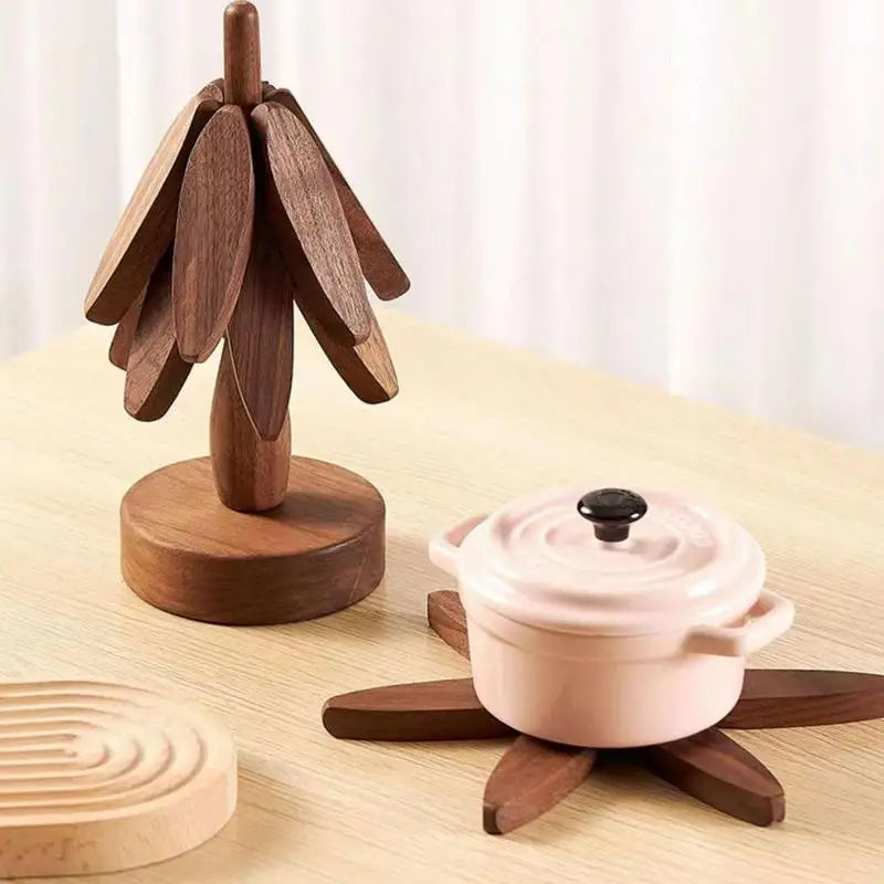Tree Design Stand Wooden Trivets Anti Scald Heat Resistant Table Mat Coaster Wood Placemats Pot Kitchen Accessories Zpaxo