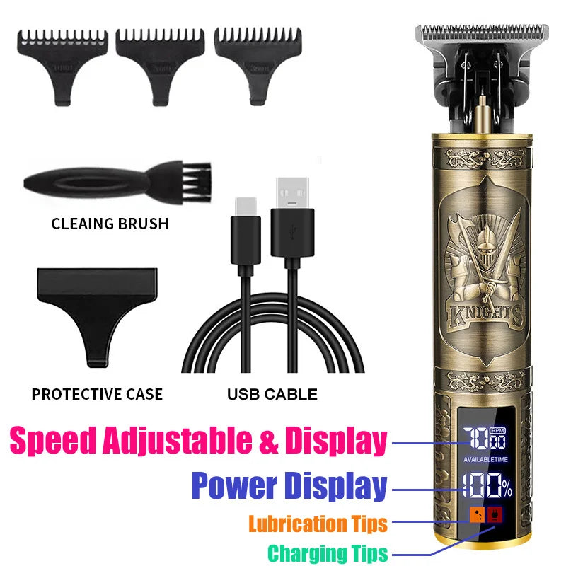 Men's Vintage Hair Clipper & Beard Trimmer | Rechargeable Hair Clipper Trimmer Zpaxo 068-Knight