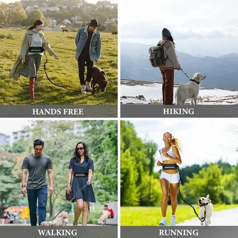 Hands-Free Dog Leash Running Waist Bag – Reflective Belt