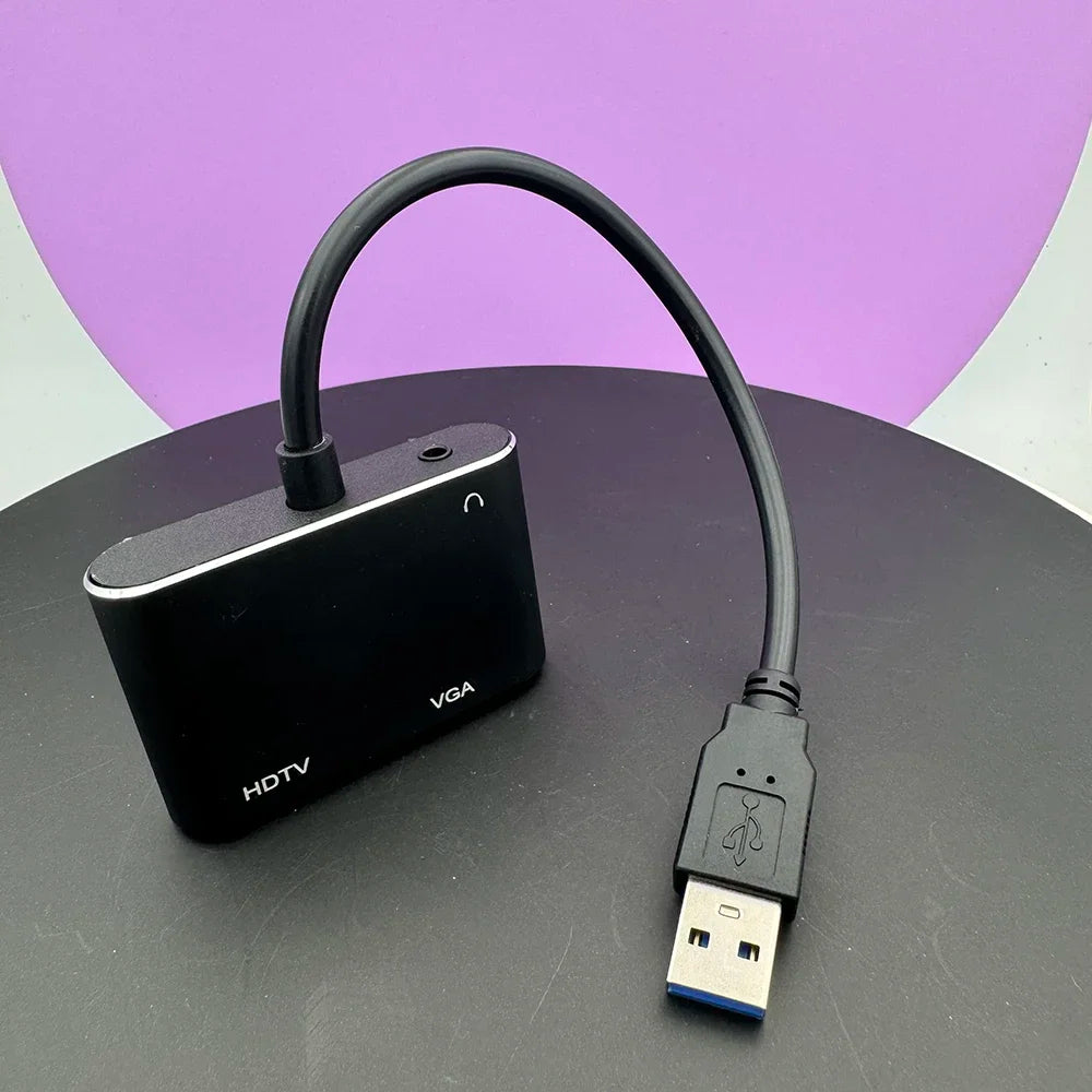 1080P Video Audio USB3.0 to HDMI-Compatible VGA Converter for Computer to Projector TV Monitor Extend Screen HD VGA Cable Zpaxo