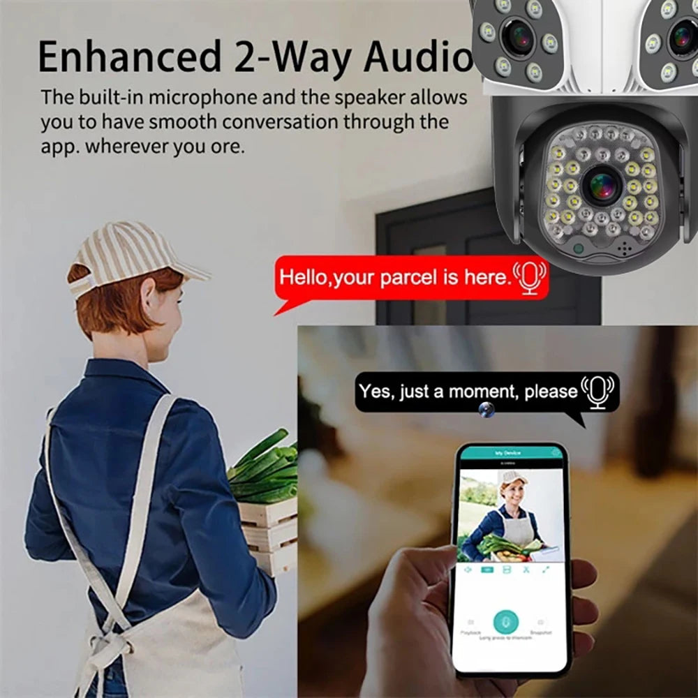 15MP Triple Lens WiFi Camera Outdoor PTZ Cameras Three Screen Motion Tracking Home Security Protection Video Surveillance Camera Zpaxo