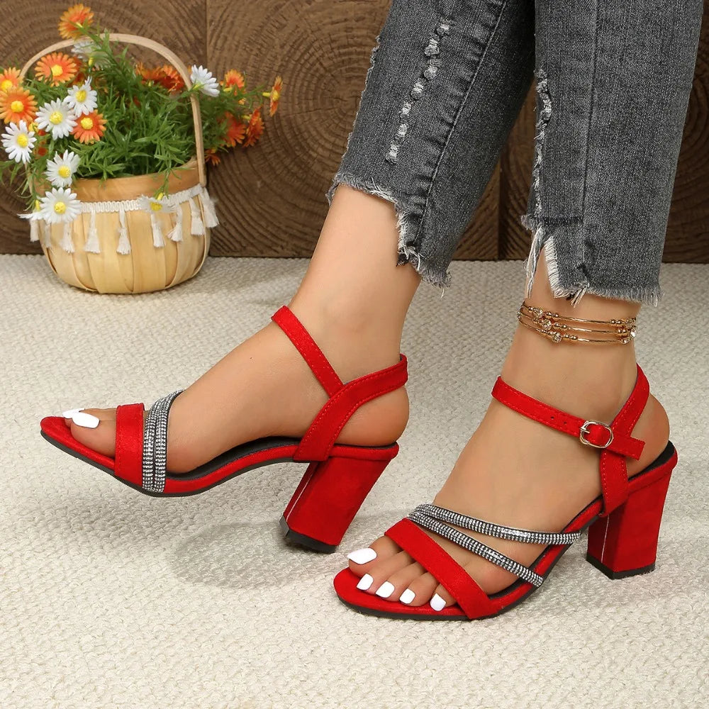 Heels Fashion Going Out Temperament Summer Delicate Cross Thin Strap