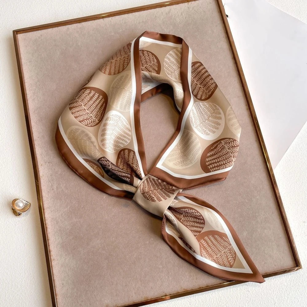 New 75cm Women Silk Scarf Multi-functional Elegant Ladies Neck Tie Flower Print Convenient Satin Silk Ribbons Summer Zpaxo