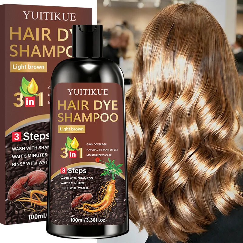 YUITIKUE 3-in-1 Light Brown Hair Dye Shampoo – Cover Gray Hair Hair Dye Shampoo Zpaxo