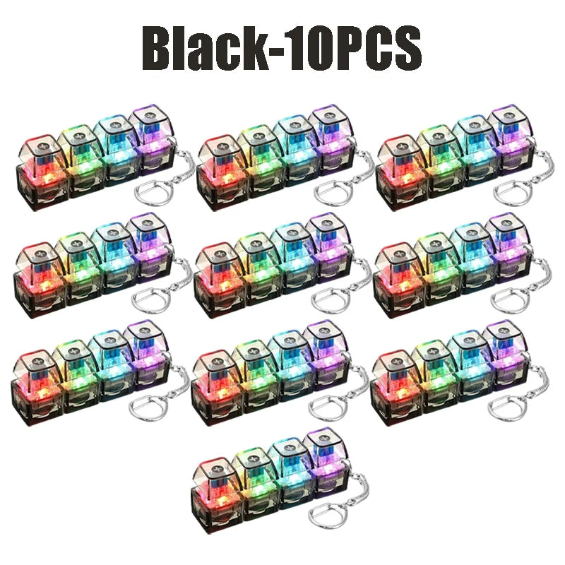 LED Light-up Keyboard Keychain Clickable Buttons Stress Relief Fidget