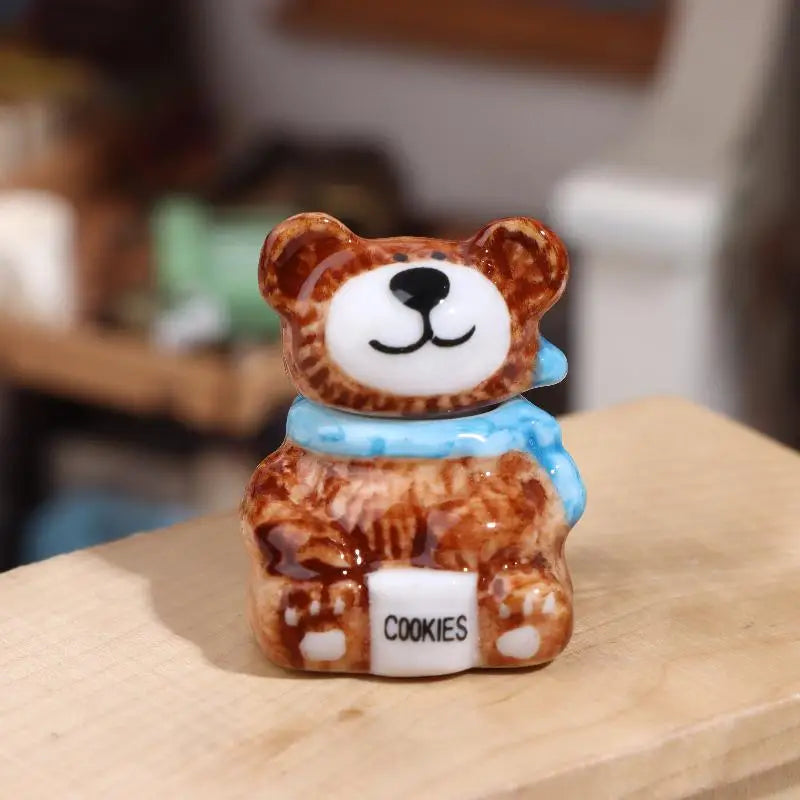 1 3Sets Miniature Dollhouse Porcelain Bear Cookie Candy Jars Zpaxo 1set
