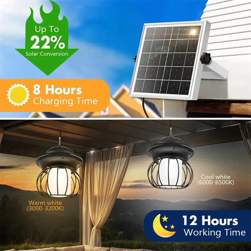 Solar Pendant Light 5m Cable Outdoor Indoor Hanging Garden Lamp Yard Zpaxo