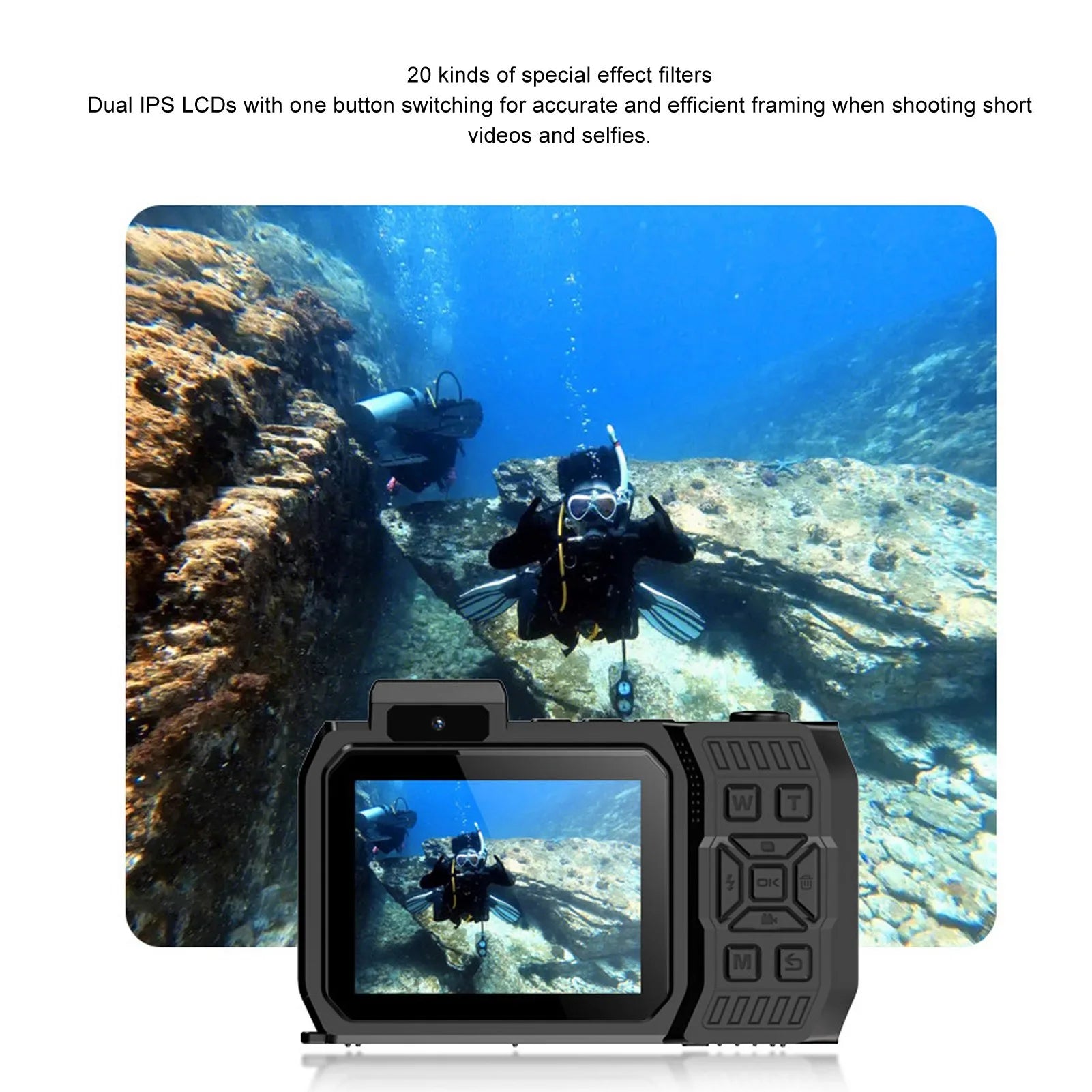 Underwater Camera 10x Optical Zoom 2500mAh 4K 65MP Autofocus