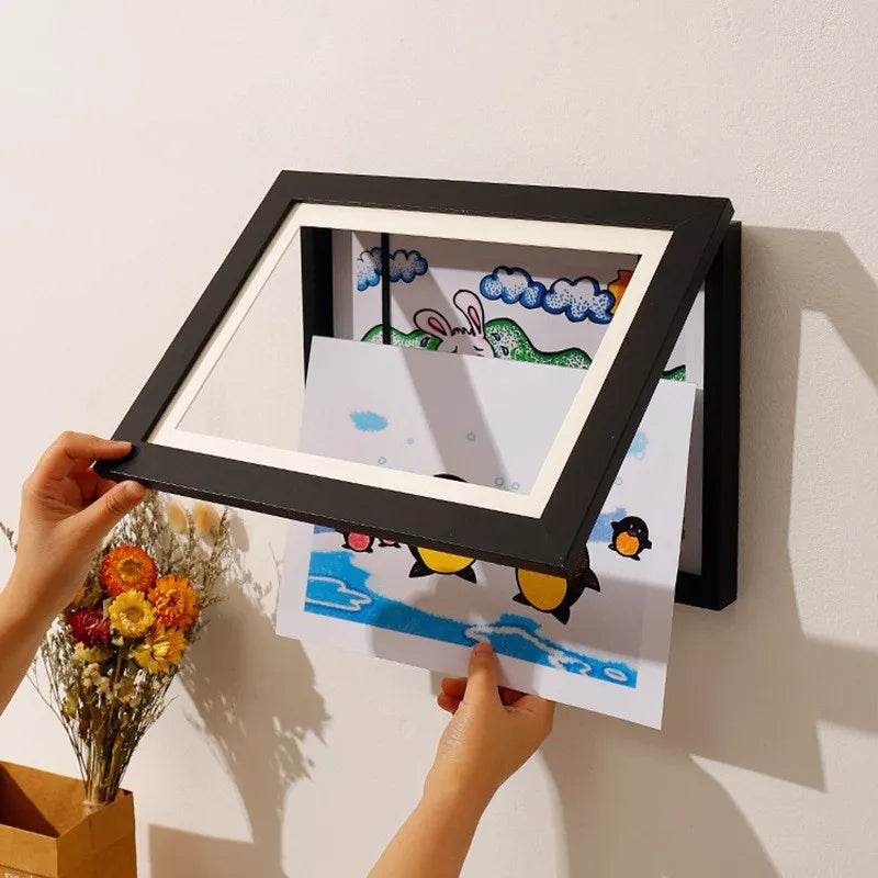 Magnetic Flip Photo Frame Oil Painting Storage A4 Children Art