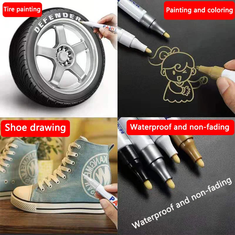 5Pcs White Marker Pens Set Waterproof Permanent DIY Graffiti Pens For Tire Painting Notebook Tyre Tread Oily Environmental Pen Zpaxo