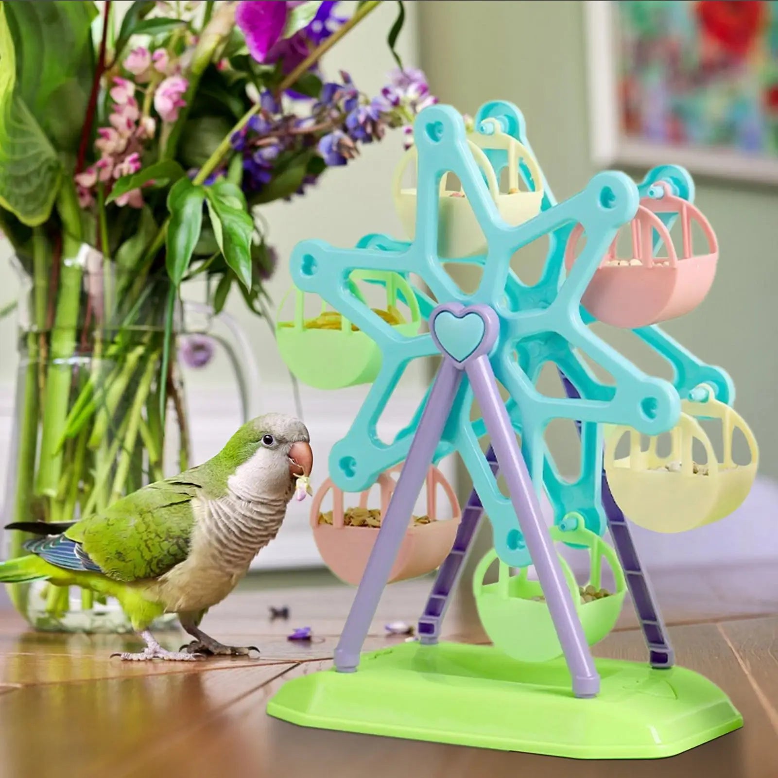 Parrot Foraging Wheel Toy – Interactive Treat Feeder for Birds Bird Foraging Toy Zpaxo