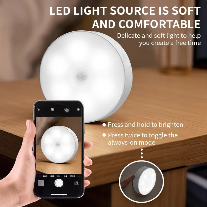 USB Rechargeable Motion Sensor LED Night Light | Circle Lamp