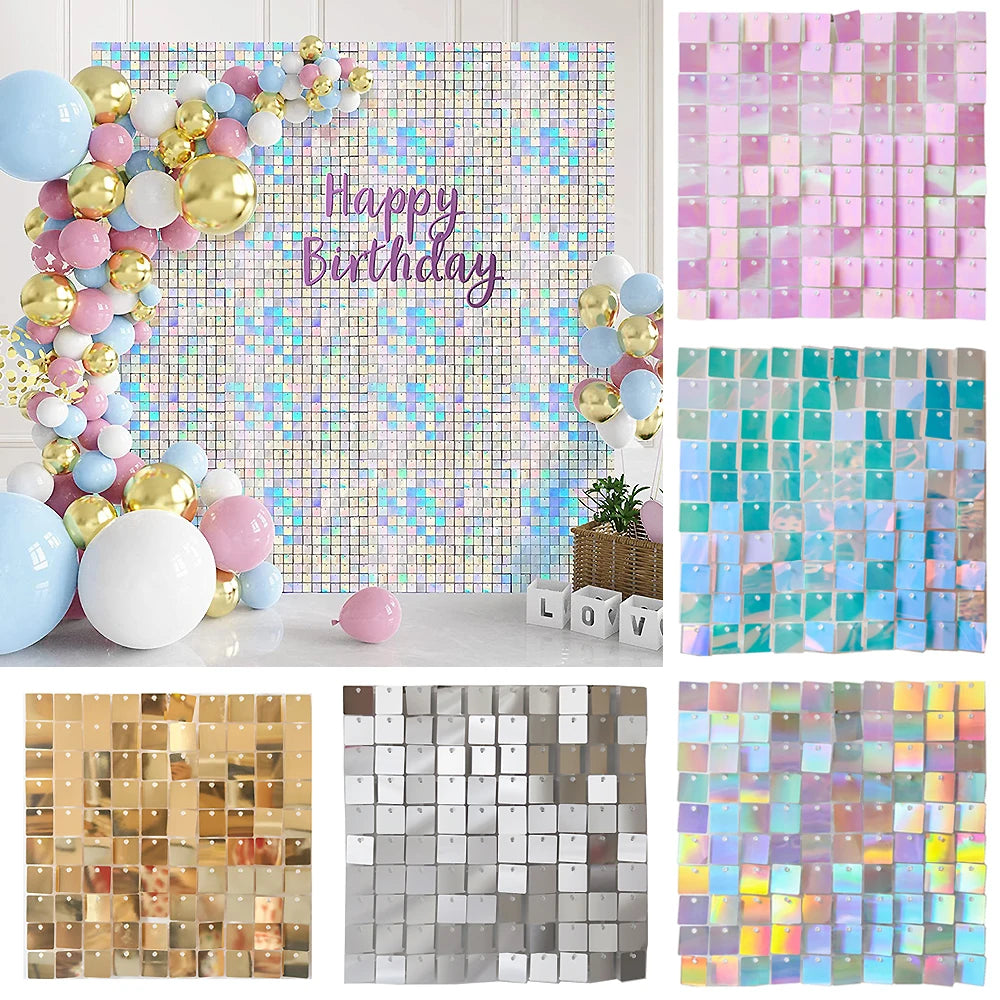 Colorful Glitter Square Shimmer Wall Backdrop Sequin Shiny Panels Zpaxo