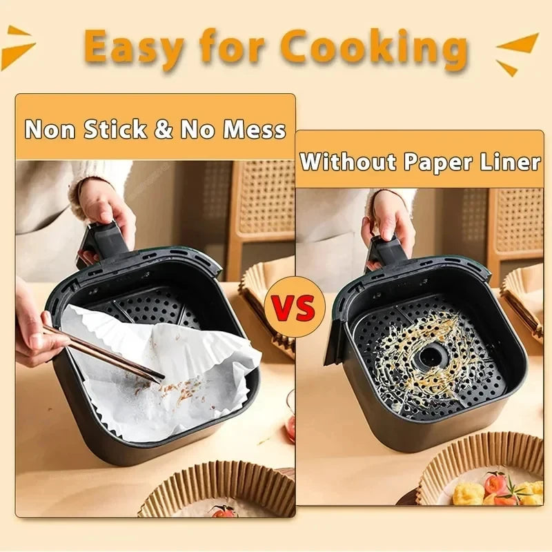 Air Fryer Disposable Parchment Liners – Round, Non-Stick, 50-250pk
