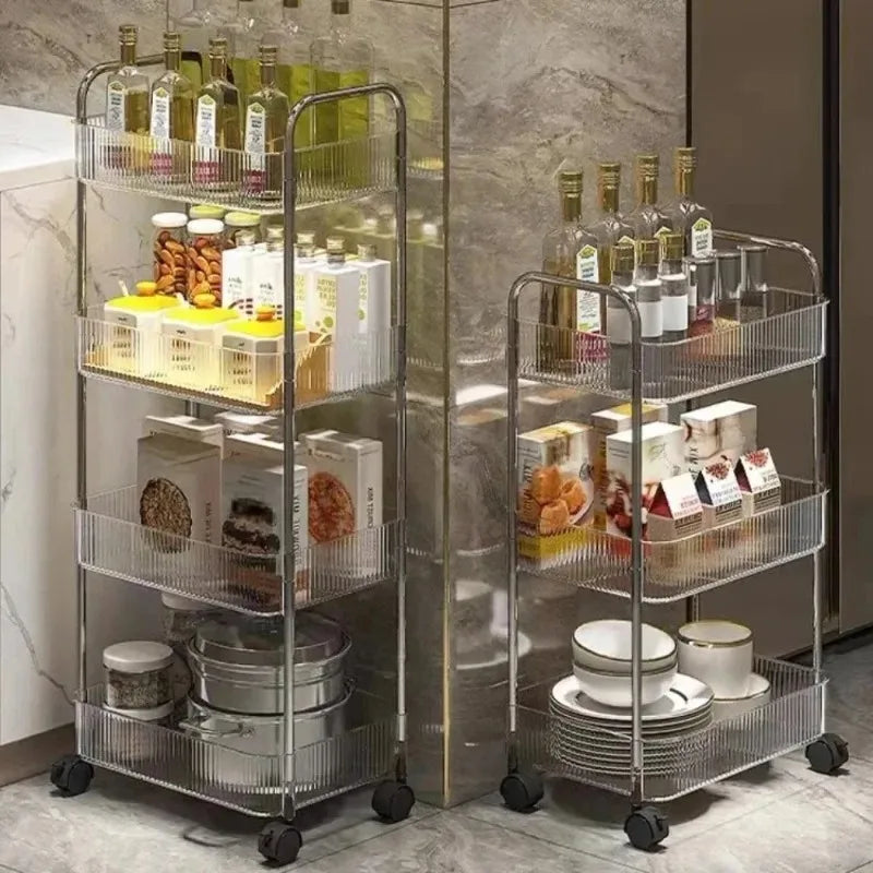 2 3 4 Tiers Mobile Shelf Wheel Multi-layers Storage Rack Home Trolley