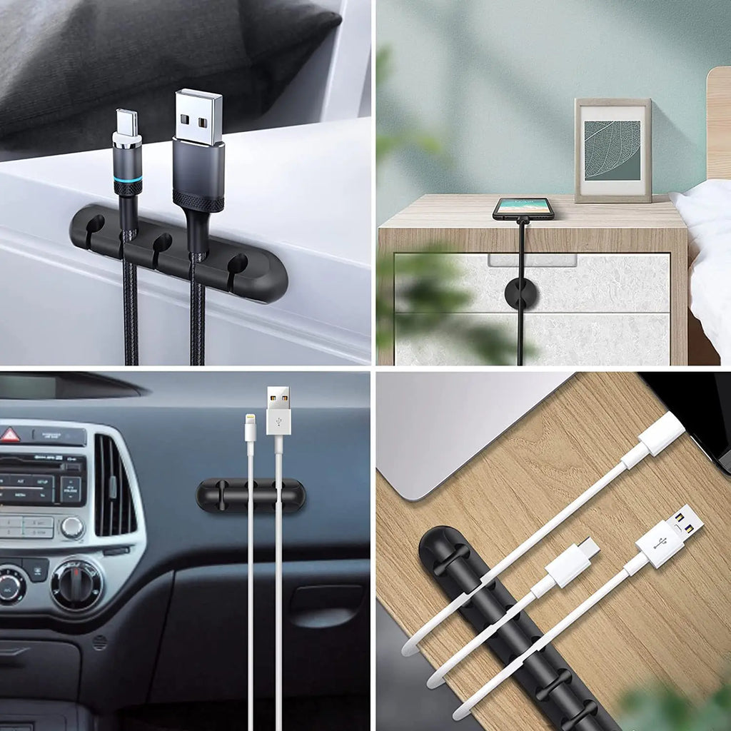 Cable Cord Wire Organizer Silicone USB Winder Management Clips Self Zpaxo