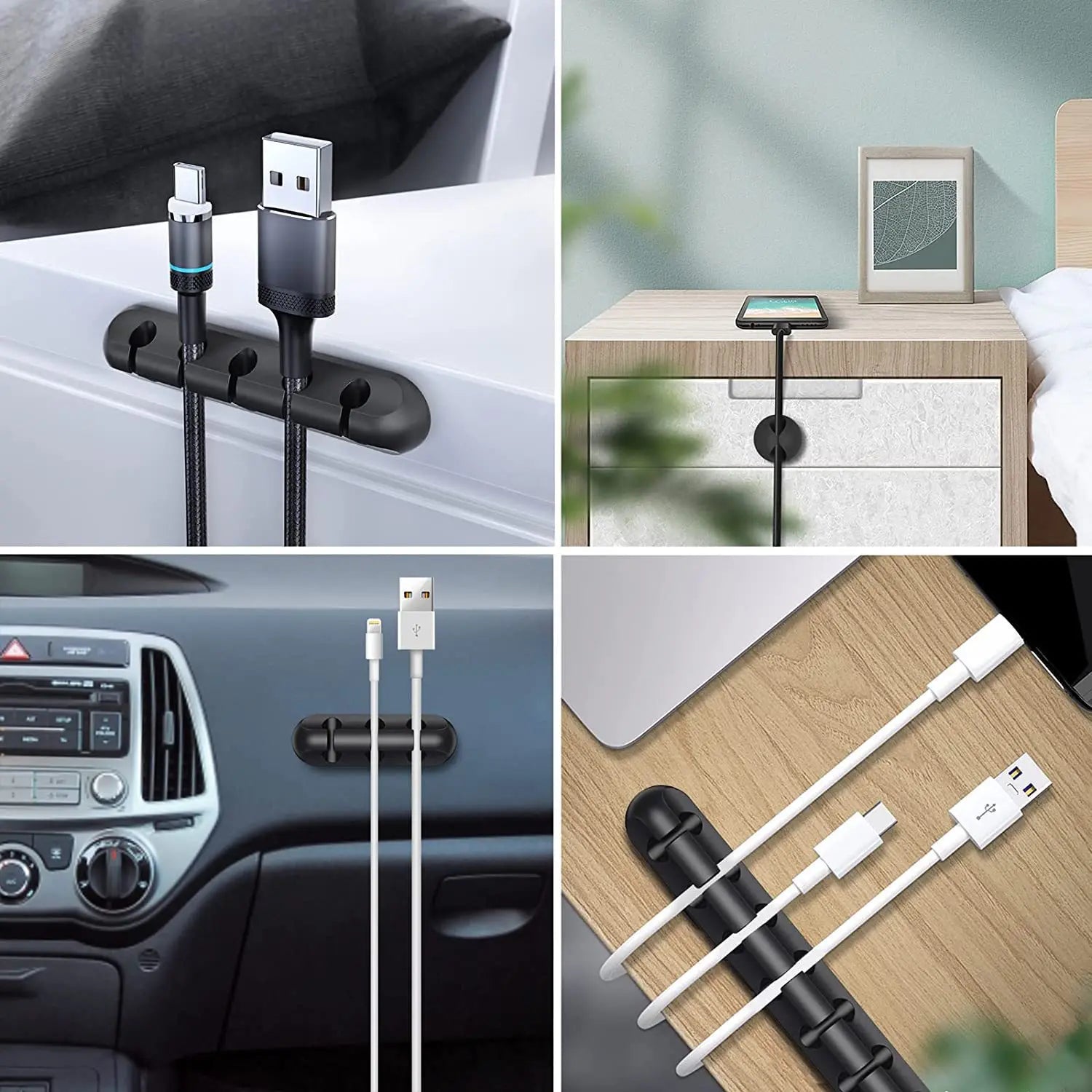 Cable Cord Wire Organizer Silicone USB Winder Management Clips Self Zpaxo