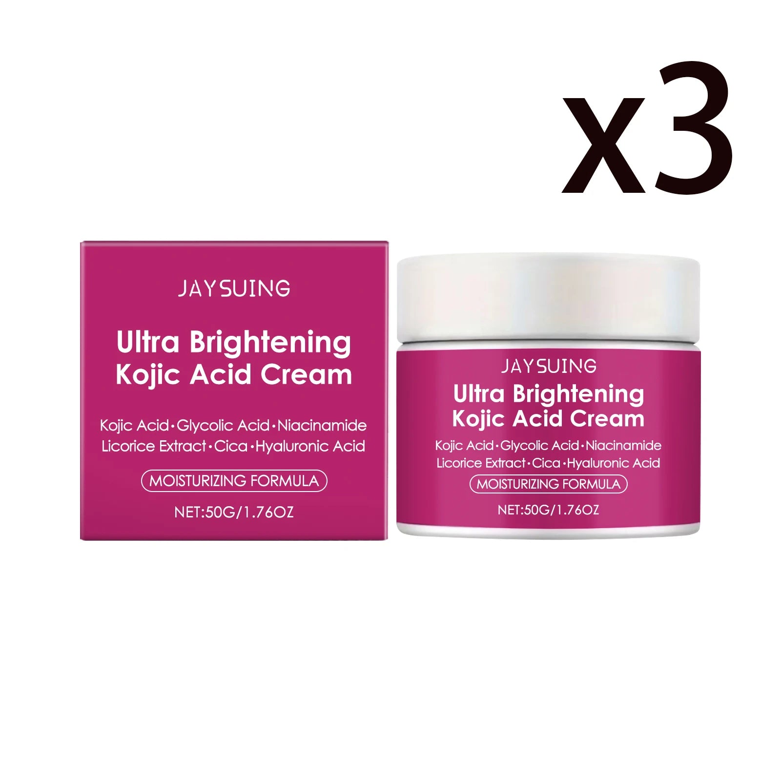 Kojic Acid & Niacinamide Facial Cream – Brighten & Hydrate Skin Facial Moisturizer Cream Zpaxo 3x50g