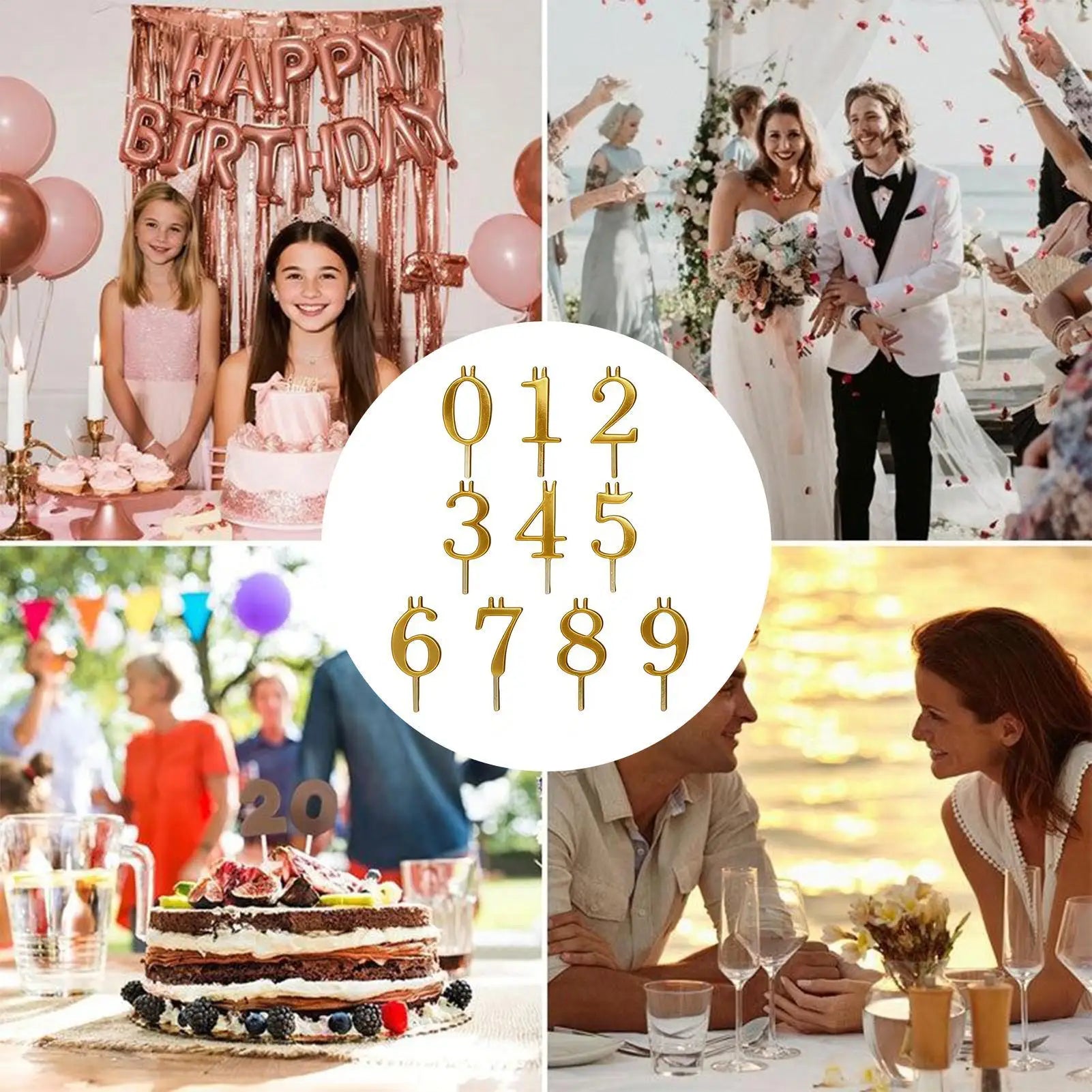 Number Candle Holders 0–9 | Birthday Cake Topper Set Birthday Candle Holder Zpaxo