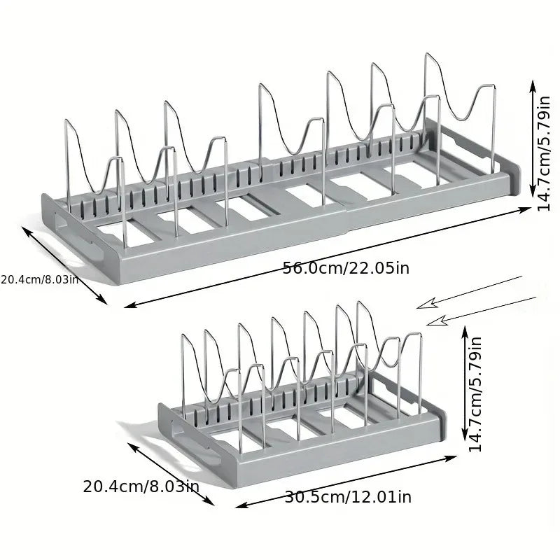 Expandable Kitchen Cabinet Pot Organizer Adjustable Divider Rack