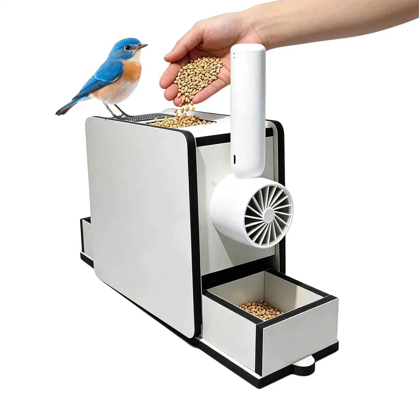 Wooden Bird Food Cleaning Blower Portable Handheld Fan Feed Shelling