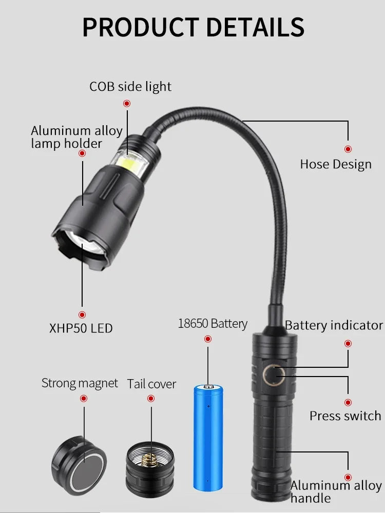 POCKETMAN XHP50 LED Flashlight – Magnetic Flexible Work Light