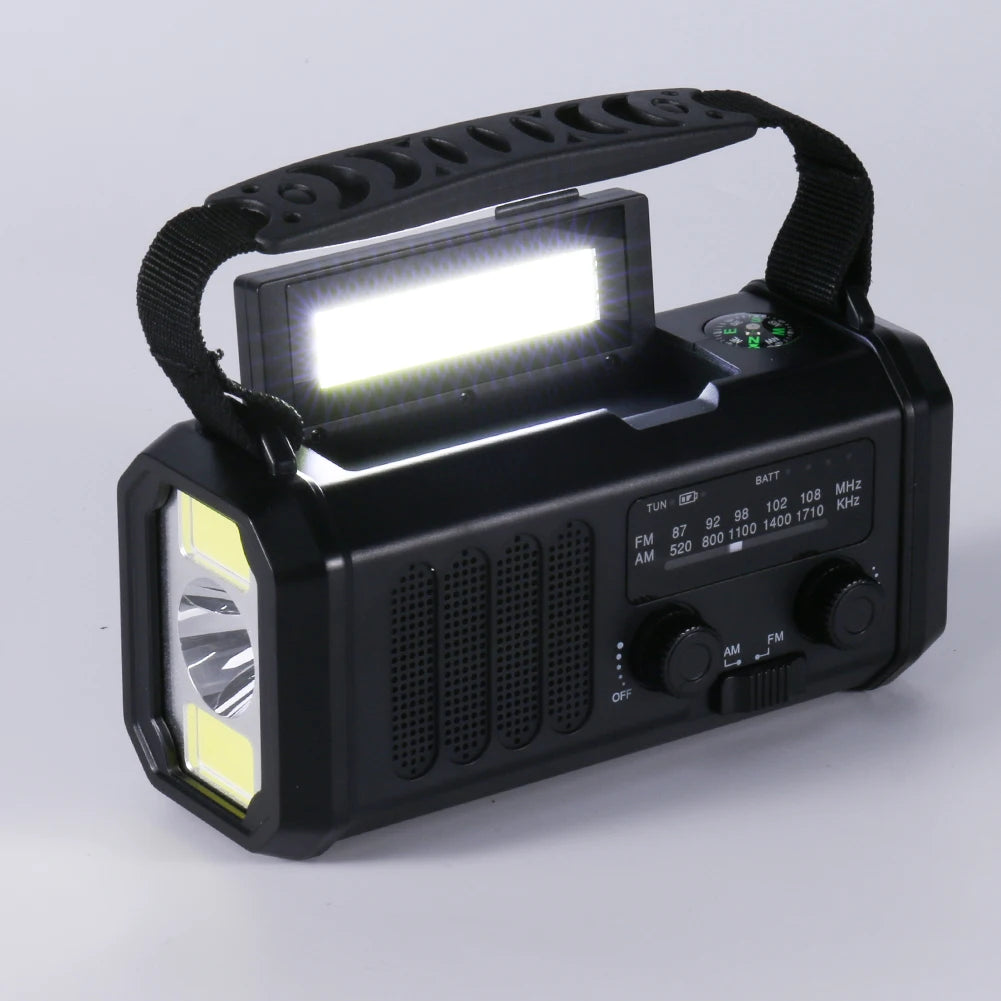 Solar Powered Emergency Power Bank LED Flashlight Type-c Charging