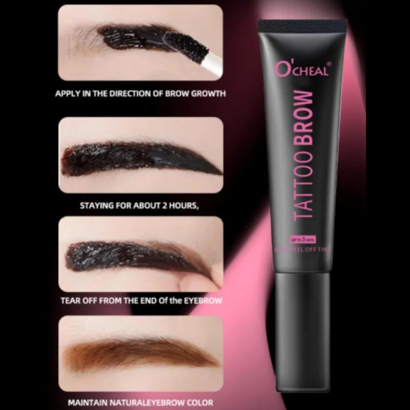 1PC Dye Eyebrow Gel, Semi-Permanent Long Lasting Brown Eyebrow Tattoo Tint Sweatproof Film Forming Tearing Off Eyebrow Cream Zpaxo