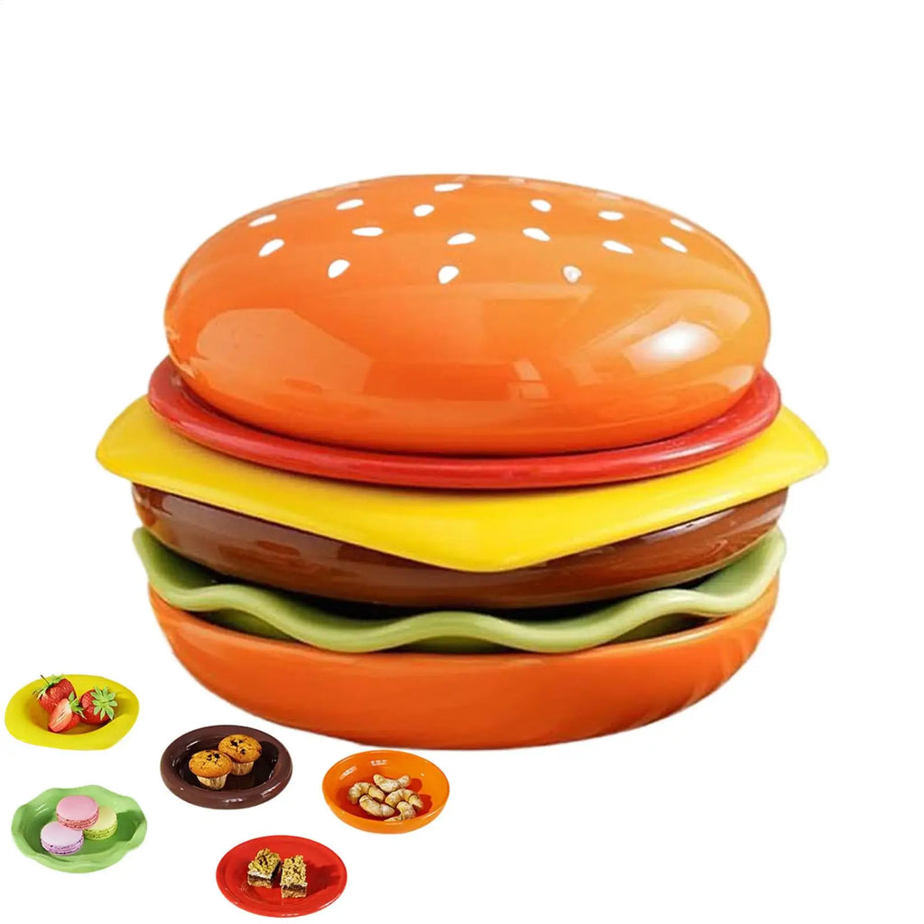 Stackable Hamburger Plate Burger 6 Layers Dinner Value Bone Spit