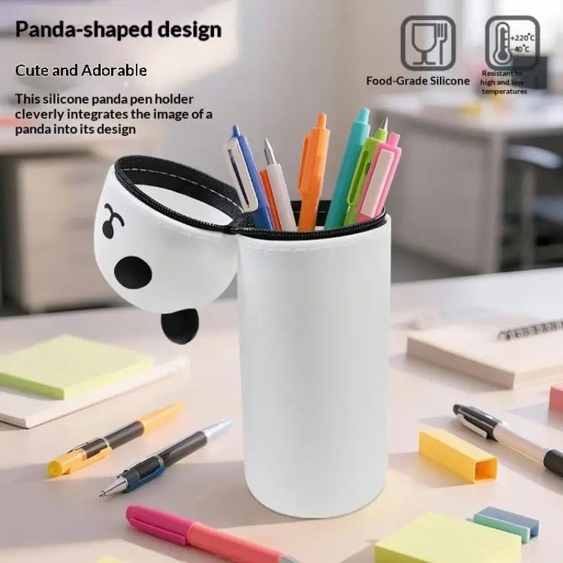 Panda Telescoping Silicone Pencil Case – High-Capacity Pen Holder