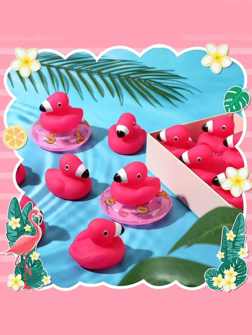 Flamingo Rubber Ducks Mini Pink Flamingos Bath Toy Floating Squeak