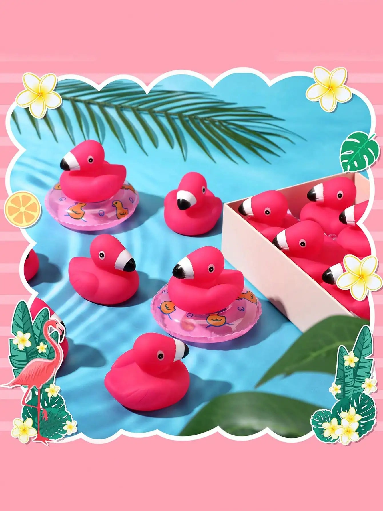 Flamingo Rubber Ducks Mini Pink Flamingos Bath Toy Floating Squeak