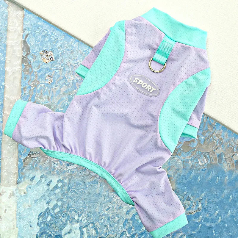 Spring and summer dog supplies cat ice silk cat vest small and medium-sized dog outdoor sunscreen dog clothes pet clothes Zpaxo green-purple L